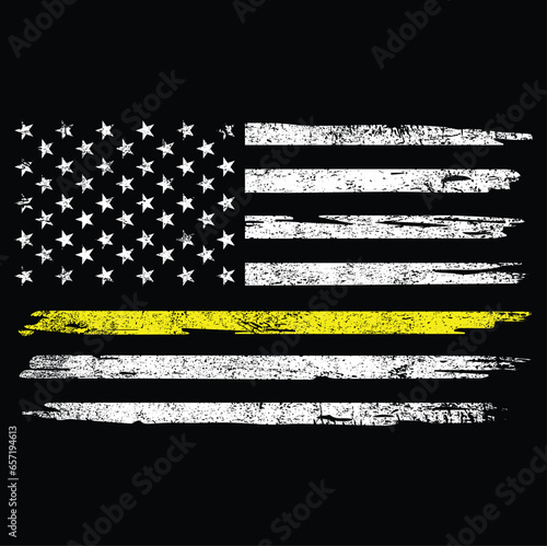 Thin Yellow Line Flag Emergency Dispatchers Flag T-Shirt Vector, Dispatcher Shirt, 911 dispatcher Tee dispatch SVG, distressed flag SVG, dispatcher shirt,	