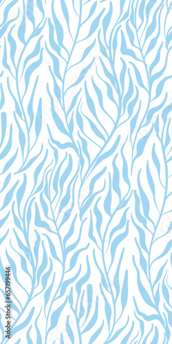 leaves doodle Scandinavian seamless pattern design fabric printing monochrome stylish modern textured