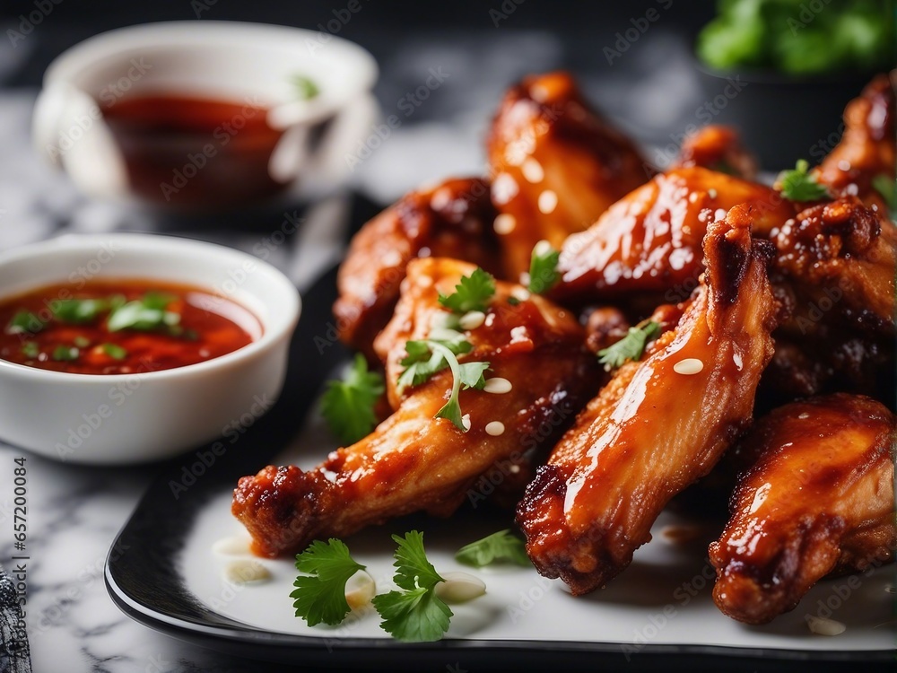 Deliciously looking hot and spicy chicken wings Deliciously looking hot and spicy chicken wings