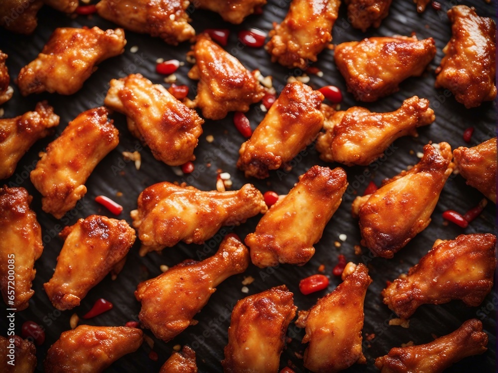 Deliciously looking hot and spicy chicken wings Deliciously looking hot and spicy chicken wings