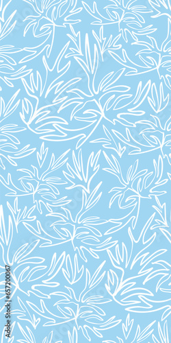 leaves doodle Scandinavian seamless pattern design fabric printing monochrome stylish modern textured © CharlieNati