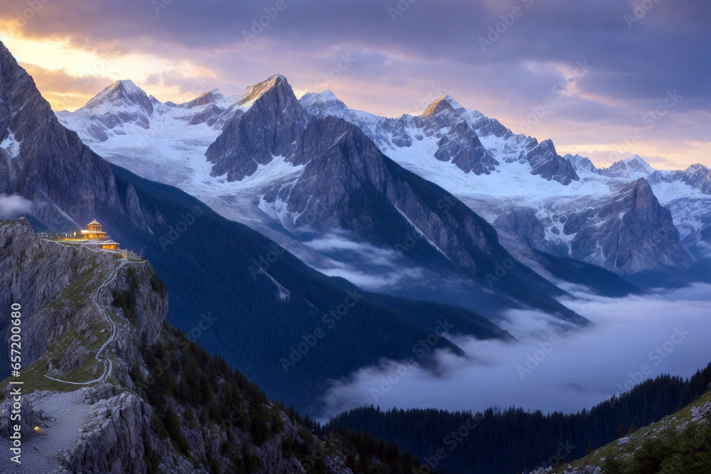 majestic mountains, AI Generative illustration