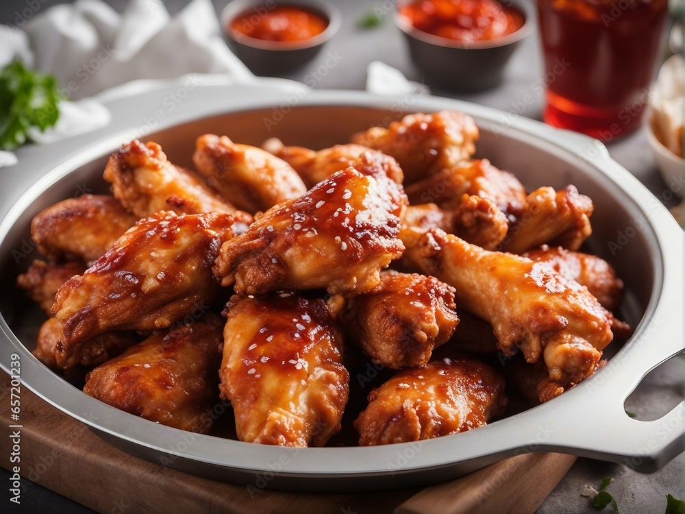 Deliciously looking hot and spicy chicken wings Deliciously looking hot and spicy chicken wings