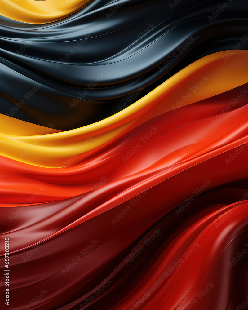 Background of flowing shiny satin or silk in the colors flag of Germany, bright background of smooth silky fabric Background of flowing shiny satin or silk in the colors flag of Germany, bright background of smooth silky fabric