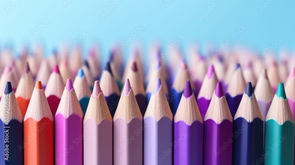 Colorful pencils on a solid background, a vibrant spectrum of creativity Colorful pencils on a solid background, a vibrant spectrum of creativity