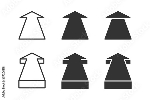 Arrow pointing forward. Straight arrow icon set. Vector illustration
