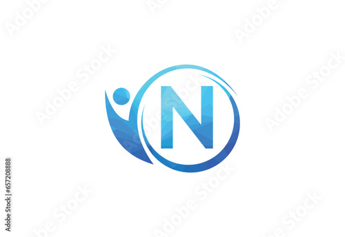 Free Download Letter N with human health care  logo design vector. Health care symbol template. - GFXLoad