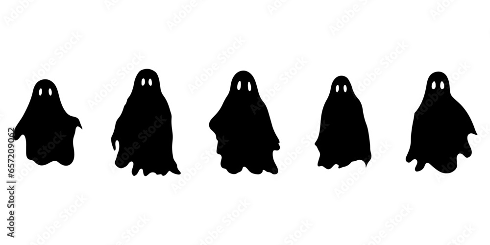 Ghosts: A Great Halloween Collection of Scary, Ghostly Monsters and Simple Spooky Character - obrazy, fototapety, plakaty 
