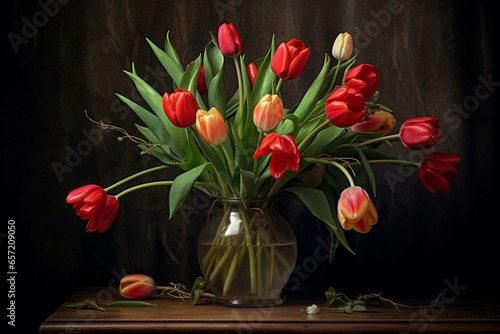 tulips in a vase. Generative AI