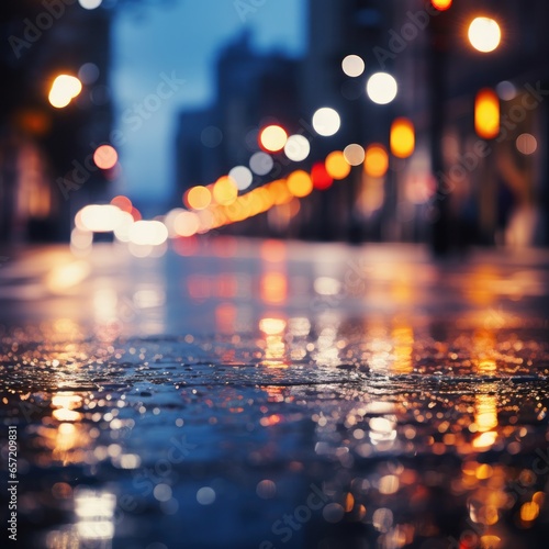 Bokeh lights with blurred city street at night