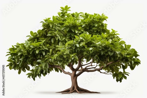 Front view of a 3D-rendered arabica coffee tree in PNG format with an alpha channel. Generative AI
