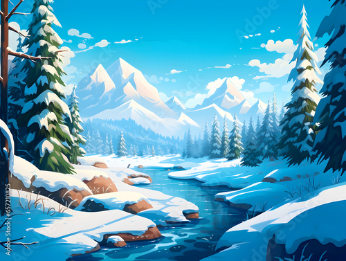 Vast snowy christmas landscape - snow, holiday, new years,