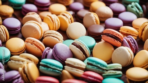 Close up view of delicious macarons