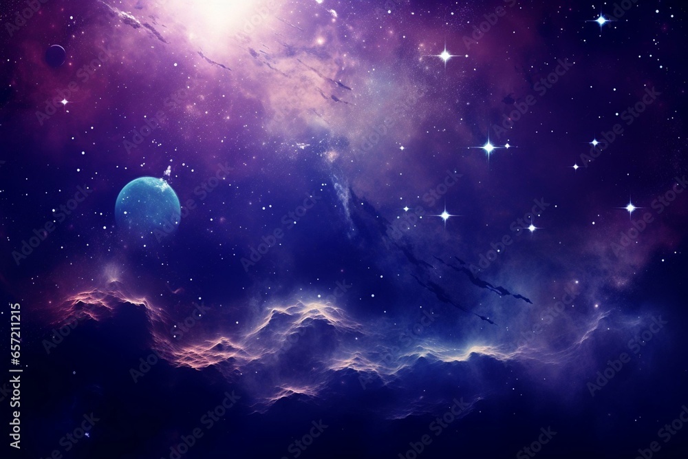 Breathtaking galaxy wallpaper with starry astrophotography capturing the universe and space background. Generative AI
