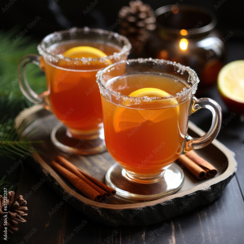 Spiced apple cider served warm in a cozy mug Spiced apple cider served warm in a cozy mug