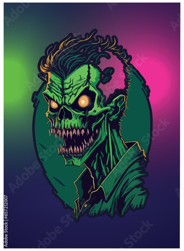 halloween zombie vector image with colorful background