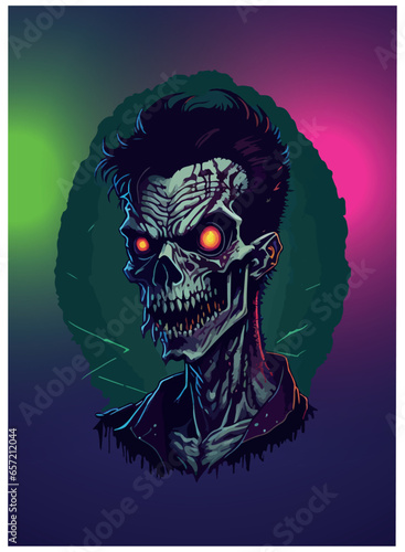 halloween zombie vector image with colorful background