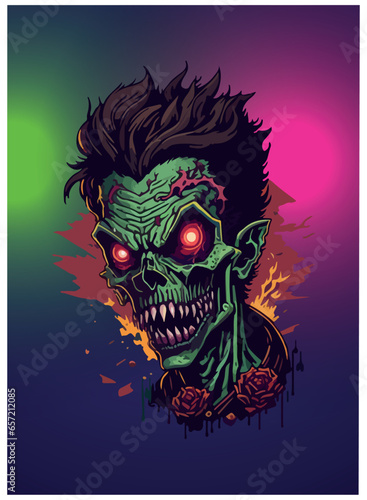halloween zombie vector image with colorful background