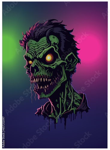 halloween zombie vector image with colorful background