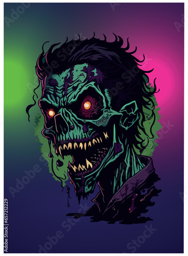 halloween zombie vector image with colorful background