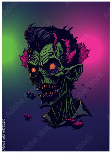 halloween zombie vector image with colorful background