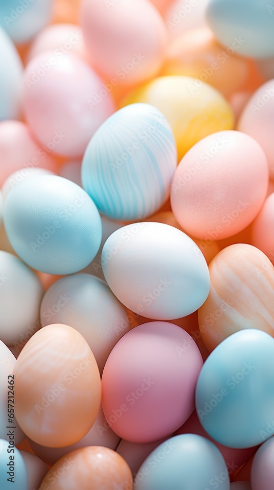 Soft pastel colors in blurred Easter eggs Soft pastel colors in blurred Easter eggs