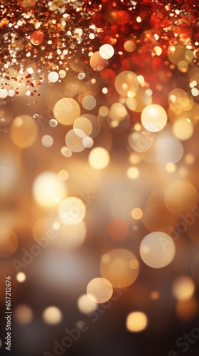 Shimmering gold and red bokeh lights