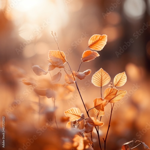 Soft focus autumn leaves in warm hues