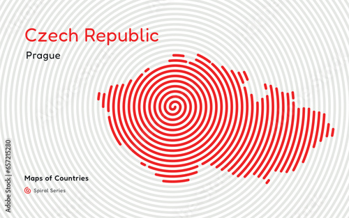 Creative map of Czech Republic. Political map. Prague. Capital. World Countries vector maps series. Spiral fingerprint series