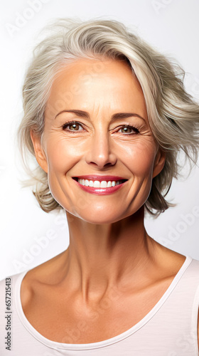 beauty  people and health concept - smiling young woman over white background