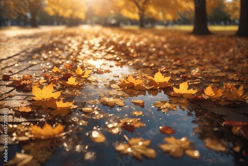 autumn leaves in a water. ai generative