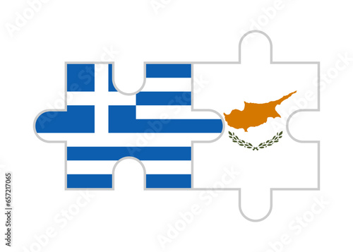 puzzle pieces of greece and cyprus flags. vector illustration isolated on white background