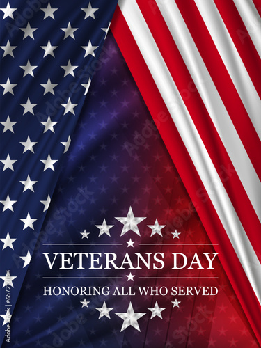Veterans day background with flag of United States. National holiday of the USA.