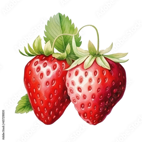 Watercolor Strawberry hand drawn vector illustration   red isolated on white background