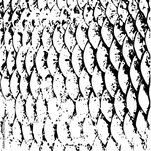 Monochrome texture composed of irregular graphic elements. Distressed uneven grunge background. Abstract vector illustration. Overlay for interesting effect and depth. Isolated on white background.