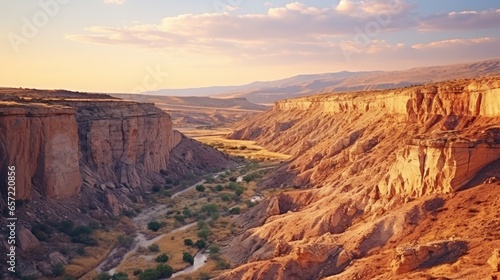 Canyon view in summer. Colorful canyon landscape at sun