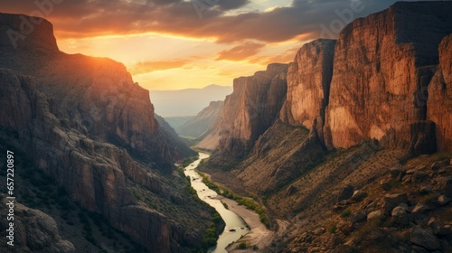 Canyon view in summer. Colorful canyon landscape at sun © Marry