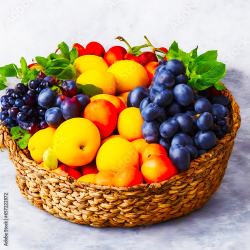 Healthy and organic fruit basket created by Ai
