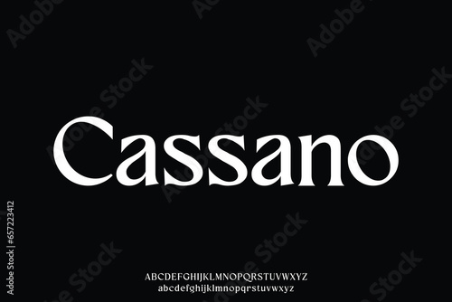 Modern luxury sharp serif alphabet display font vector. Elegant serif typography style