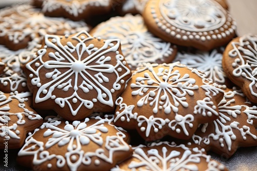 gingerbread cookies with the icing Generative AI
