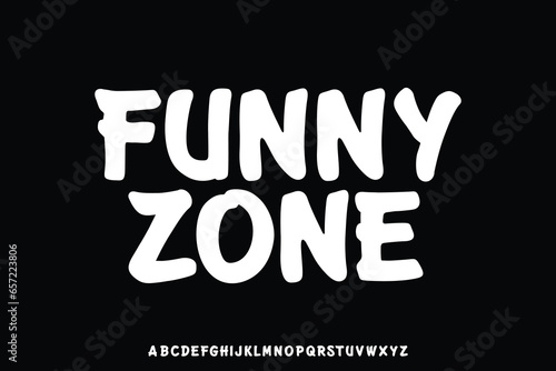 Bold playful and fun decorative handwriting alphabet font vector. Retro groovy typeface