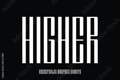 Unique decorative tall condensed alphabet display font vector