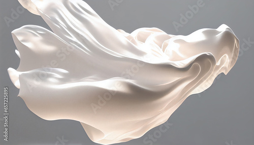 Digital Art of White Textile Transparent Silky Wavy Fabric Background