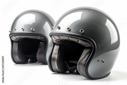 Vintage motorcycle helmet isolated on white background, clipping path included.