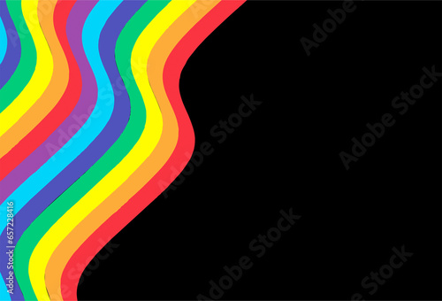 Rainbow colors beautiful abstract High resolution background, retro style lines in 3D dimensional perspective, vintage poster art. Blank to add text, black beauty.
