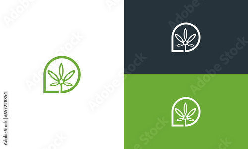 Vector simple cannabis leaf circle c b d logo design illustration
