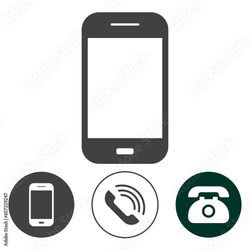 simple Vector Phone Icon isolated on a white background with three styles. Phone logo icon vector design template - EPS 10