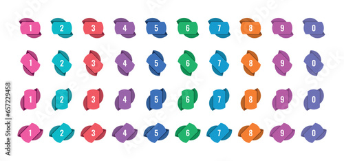 0-9 numbers in colored buttons. 0-9 numbers set