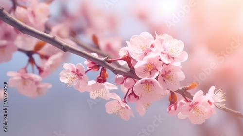 cherry blossom in spring time with soft focus and bokeh #657231448
