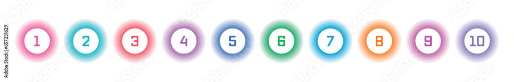 1-10 numbers on white background. colored circles and numbers 1-10 1-10 numbers on white background. colored circles and numbers 1-10
